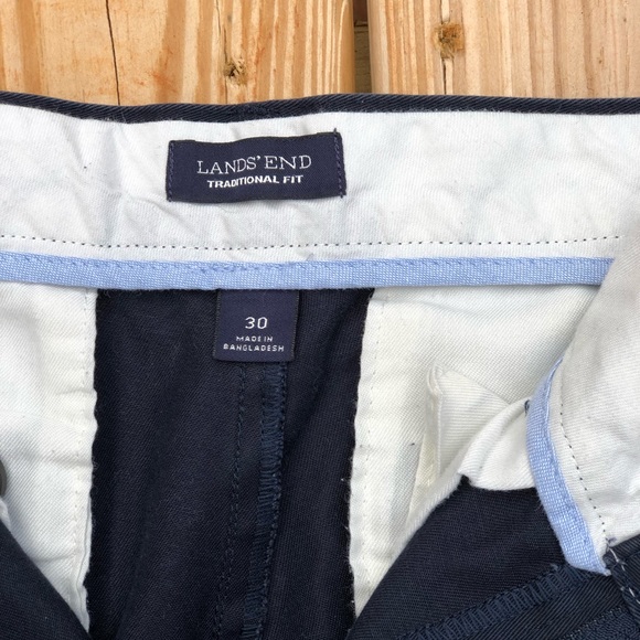 Lands End Traditional Fit Navy Trousers Size 30 - Picture 3 of 4